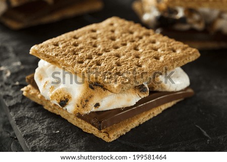 Homemade S\'mores with Marshmallows Chocolate and Graham Crackers