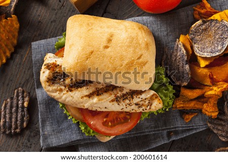 Healthy Grilled Chicken Sandwich with Veggie Chips