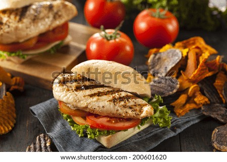 Healthy Grilled Chicken Sandwich with Veggie Chips