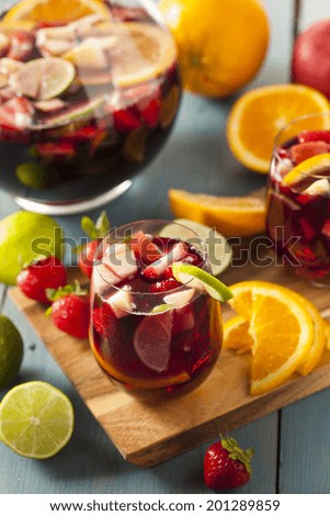 Homemade Delicious Red Sangria with Limes Oranges and Apples