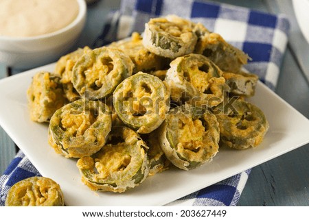 Unhealthy Fried Jalapeno Slices with Dipping Sauce