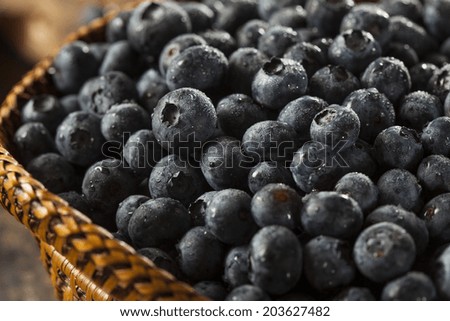Fresh Organic Raw Blueberries in a Basket