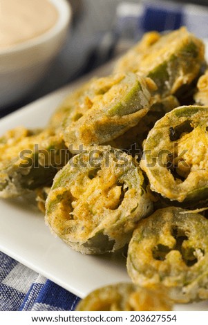 Unhealthy Fried Jalapeno Slices with Dipping Sauce