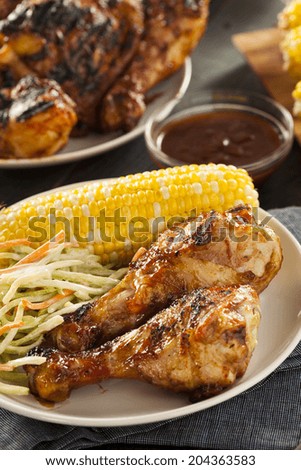 Homemade Grilled Barbecue Chicken with all the Sides