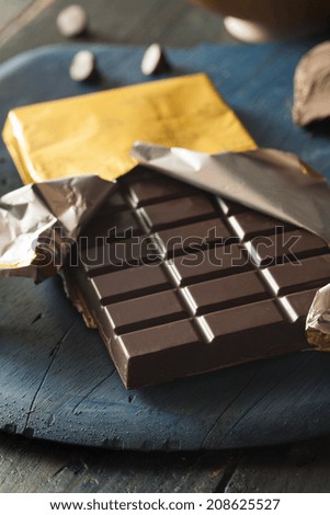 Organic Dark Chocolate Candy Bar in a Wrapper