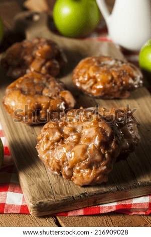 Homemade Glazed Apple Fritters with Cinnamon and Apples
