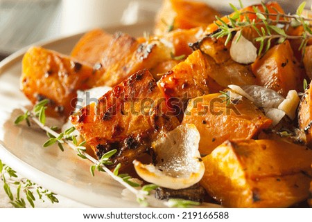 Homemade Cooked Sweet Potato with Onions and Herbs