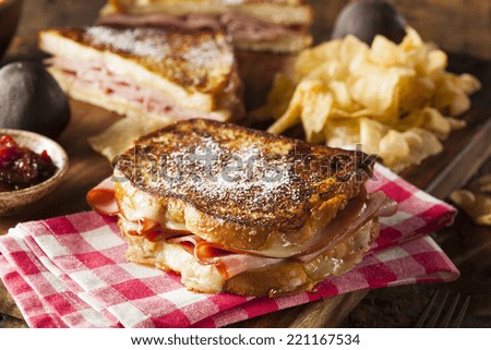 Homemade Monte Cristo Sandwich with Ham and Cheese