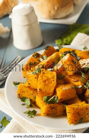Organic Baked Butternut Squash with Herbs and Spices