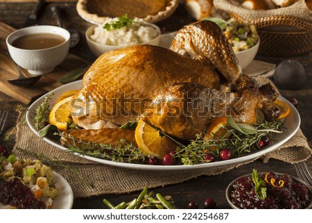Whole Homemade Thanksgiving Turkey with All the Sides