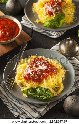 Homemade Cooked Spaghetti Squash Pasta with Marinara Sauce