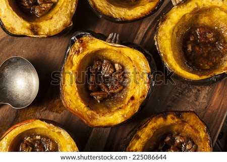 Homemade Roasted Acorn Squash with Brown Sugar and Pecans