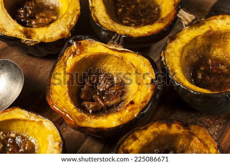 Homemade Roasted Acorn Squash with Brown Sugar and Pecans