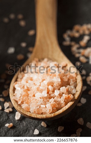 Raw Pink Himalayan Sea Salt in a Spoon