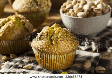 Homemade Green Pistachio Muffins Ready to Eat
