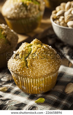 Homemade Green Pistachio Muffins Ready to Eat