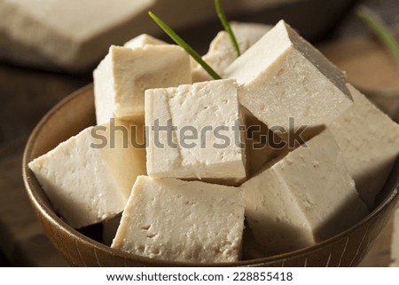 Organic Raw Soy Tofu on a Background