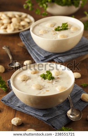 Homemade New England Clam Chowder with Crackers