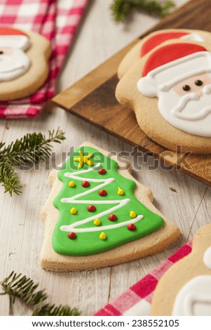 Homemade Christmas Sugar Cookies Decorated with Frosting