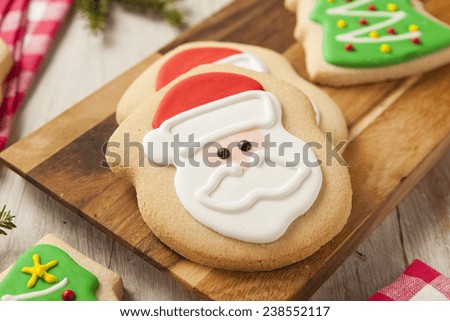 Homemade Christmas Sugar Cookies Decorated with Frosting