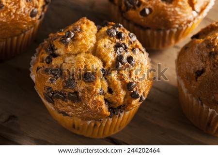 Homemade Chocolate Chip Muffins Ready for Breakfast