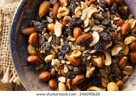 Raw Organic Homemade Trail Mix with Nuts and Fruits