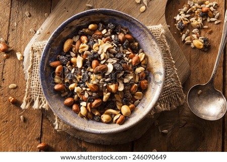 Raw Organic Homemade Trail Mix with Nuts and Fruits
