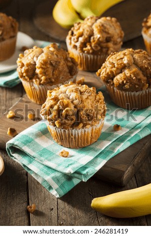 Homemade Banana Nut Muffins Ready to Eat