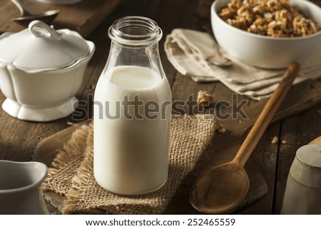 Refreshing Organic White Whole Milk in a Bottle