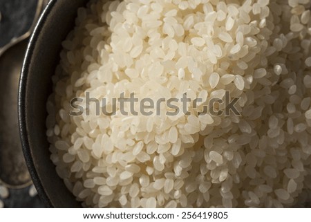 Raw White Sushi Rice in a Bowl