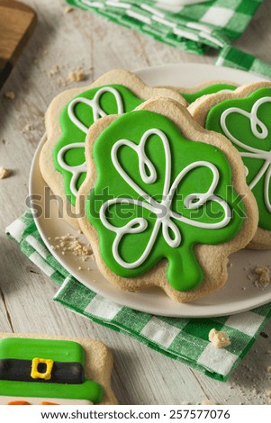 Green Clover St Patricks Day Cookies Ready to Eat
