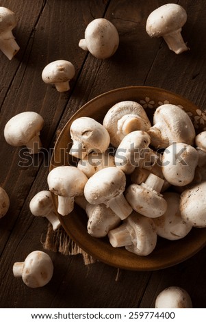 Raw Organic White Mushrooms Ready to Cook With