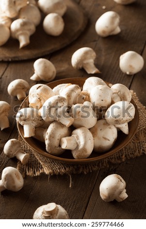 Raw Organic White Mushrooms Ready to Cook With