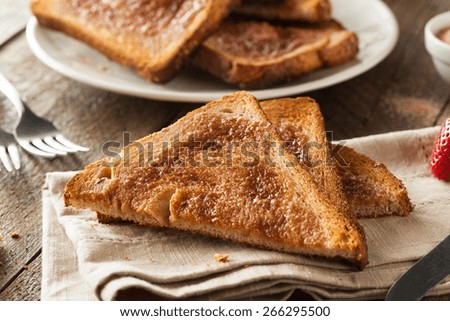 Homemade Sugar and Cinnamon Toast for Breakfast