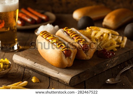 Barbecue Grilled Hot Dog with Yellow Mustard