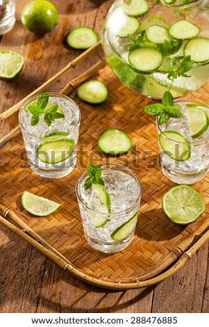 Refreshing Ice Water with Lime Cucumber and Mint