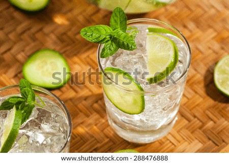 Refreshing Ice Water with Lime Cucumber and Mint