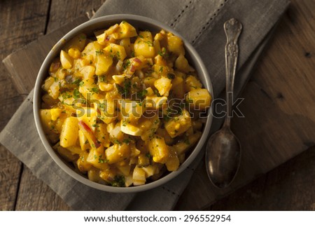 Barbecue Sauce Potato Salad with Egg and Onions