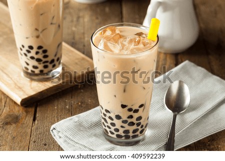Homemade Milk Bubble Tea with Tapioca Pearls