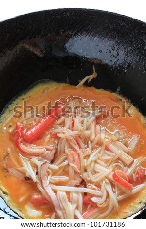 Chinese cooking, crab and egg
