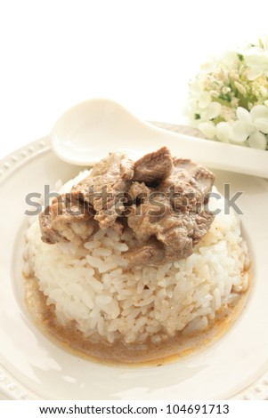 Indonesian cuisine, coconut and beef curry rice