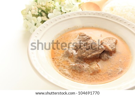 Indonesian cuisine, coconut and beef curry rice