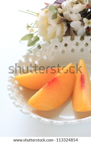 freshness cut fruit, yellow peach from Japan for dessert