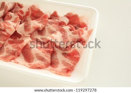 freshness sliced pork shoulder on white tray