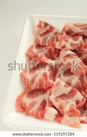 freshness sliced pork shoulder on white tray