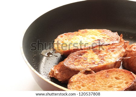 cooking for french toast on frying pan