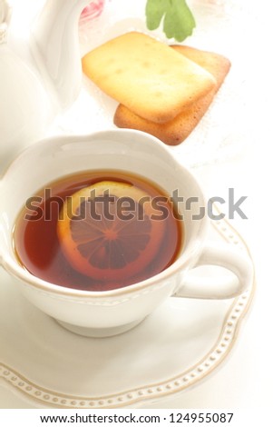 Lemon tea and cookie for afternoon tea image