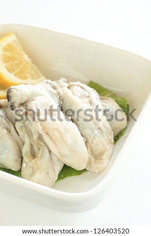 freshness oyster from Japanese Hiroshima Prefecture, prepared with corn starch for cooking image