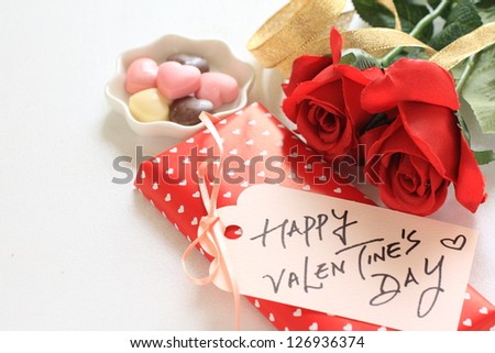 Valentine's day card and wrapped chocolate box