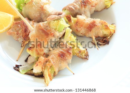 japanese cuisine, cabbage in pork roll for spring food image